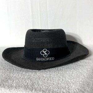 Vintage Billie Ross Sandalwood Black Woven Wide Brim Sun Hat